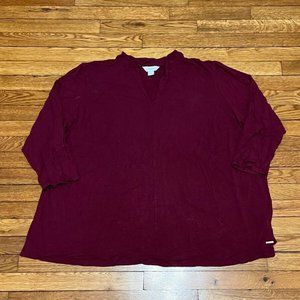 Liz Claiborne Women's Red Long Sleeve Shirt Plus Size 3X Soft Stretch Fit Blouse